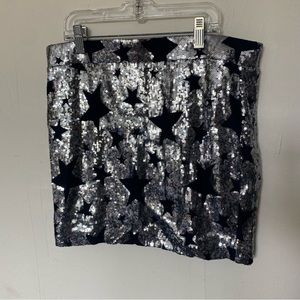 Silver and Black Star Sequin Skirt